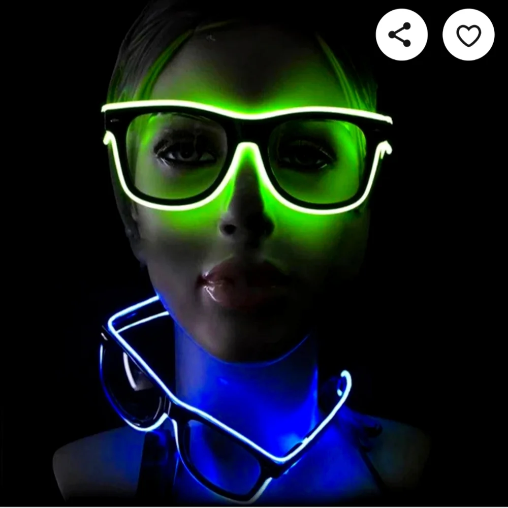Blue EL Wire Neon Rave Glasses Flashing LED Sunglasses